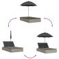 vidaXL Doppel-Sonnenliege mit Kissen & Schirm Hellgrau Poly Rattan vidaXL Doppel-Sonnenliege mit Kissen & Schirm Hellgrau Poly Rattan