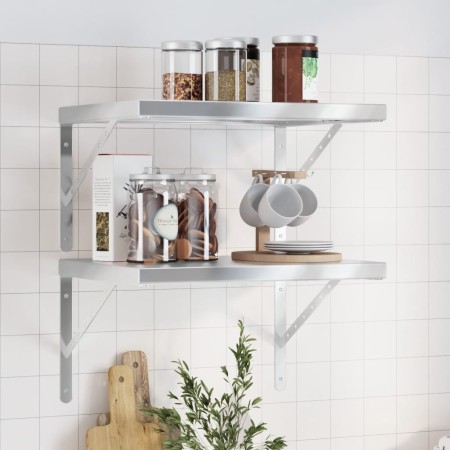 vidaXL Wandregale 2 Stk. 50x40x3 cm Silbern Edelstahl
