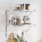 vidaXL Wandregale 2 Stk. 50x40x3 cm Silbern Edelstahl vidaXL Wandregale 2 Stk. 50x40x3 cm Silbern Edelstahl