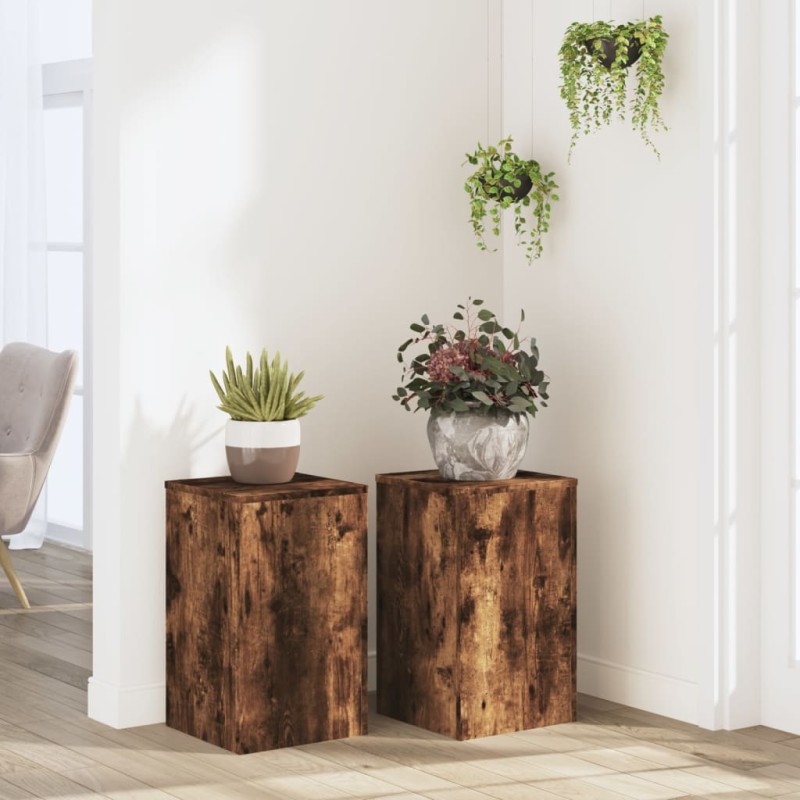 vidaXL Pflanzenständer 2 Stk. Räuchereiche 30x30x50 cm Holzwerkstoff vidaXL Pflanzenständer 2 Stk. Räuchereiche 30x30x50 cm Holzwerkstoff