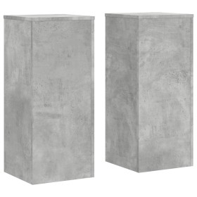 vidaXL Pflanzenständer 2 Stk. Betongrau 30x30x70 cm Holzwerkstoff