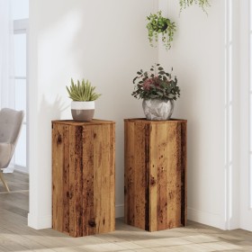 vidaXL Pflanzenständer 2 Stk. Altholz-Optik 30x30x70 cm Holzwerkstoff