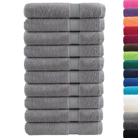 vidaXL Premium-Handtücher SOLUND 10 Stk. Grau 100x200 cm 600 g/m²