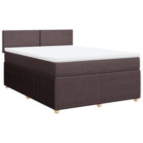 vidaXL Boxspringbett mit Matratze Dunkelbraun 160x200 cm Stoff
