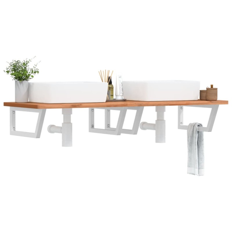 vidaXL Waschbeckenregal Wandmontage Stahl und Massivholz Buche vidaXL Waschbeckenregal Wandmontage Stahl und Massivholz Buche