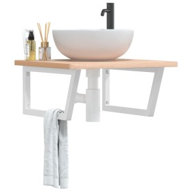 vidaXL Waschbeckenregal Wandmontage Stahl und Massivholz Buche