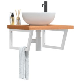 vidaXL Waschbeckenregal Wandmontage Stahl und Massivholz Buche