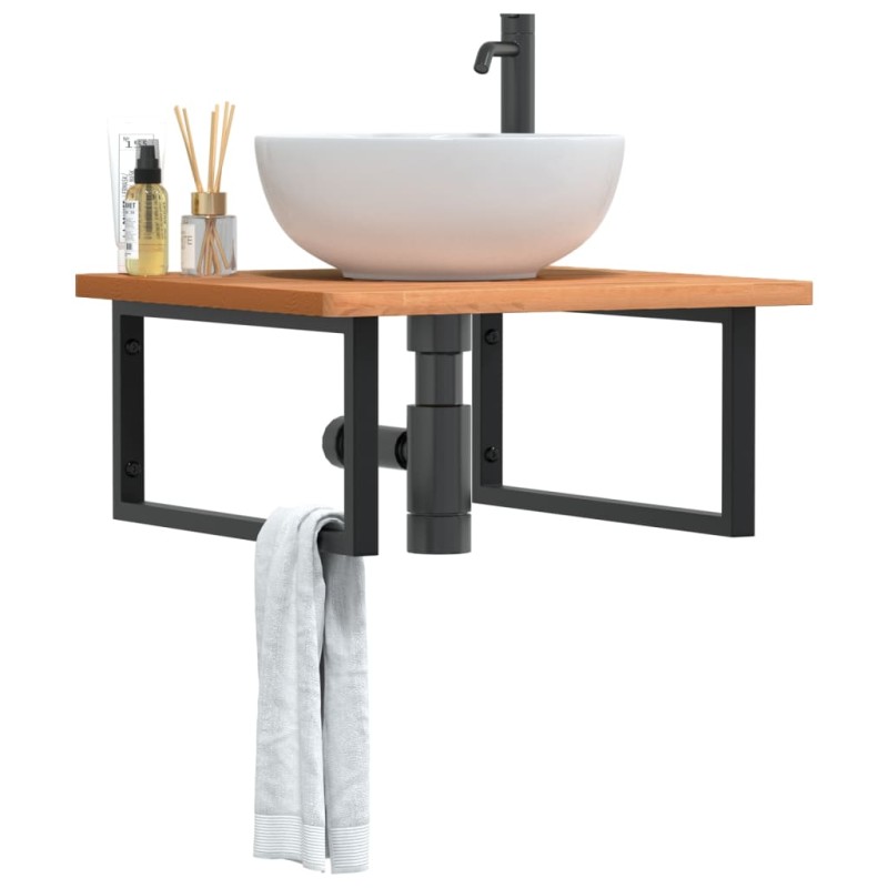 vidaXL Waschbeckenregal Wandmontage Stahl und Massivholz Buche vidaXL Waschbeckenregal Wandmontage Stahl und Massivholz Buche
