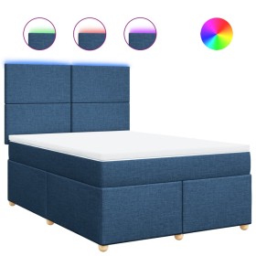 vidaXL Boxspringbett mit Matratze Blau 140x200 cm Stoff