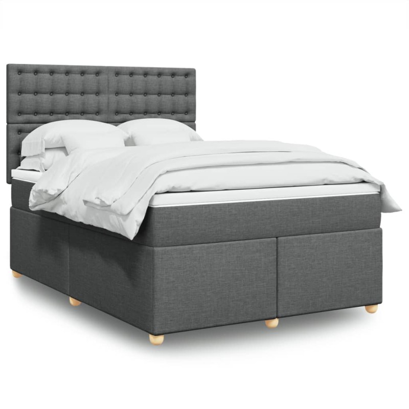 vidaXL Boxspringbett mit Matratze Dunkelgrau 140x190 cm Stoff vidaXL Boxspringbett mit Matratze Dunkelgrau 140x190 cm Stoff