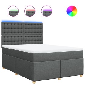 vidaXL Boxspringbett mit Matratze Dunkelgrau 140x190 cm Stoff