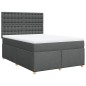 vidaXL Boxspringbett mit Matratze Dunkelgrau 140x190 cm Stoff vidaXL Boxspringbett mit Matratze Dunkelgrau 140x190 cm Stoff