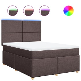 vidaXL Boxspringbett mit Matratze Dunkelbraun 140x200 cm Stoff