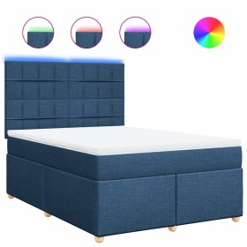 vidaXL Boxspringbett mit Matratze Blau 160x200 cm Stoff