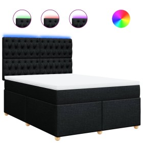vidaXL Boxspringbett mit Matratze Schwarz 140x190 cm Stoff