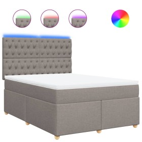 vidaXL Boxspringbett mit Matratze Taupe 160x200 cm Stoff