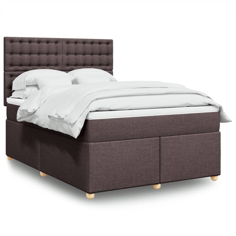 vidaXL Boxspringbett mit Matratze Dunkelbraun 140x190 cm Stoff vidaXL Boxspringbett mit Matratze Dunkelbraun 140x190 cm Stoff