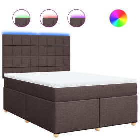 vidaXL Boxspringbett mit Matratze Dunkelbraun 140x190 cm Stoff