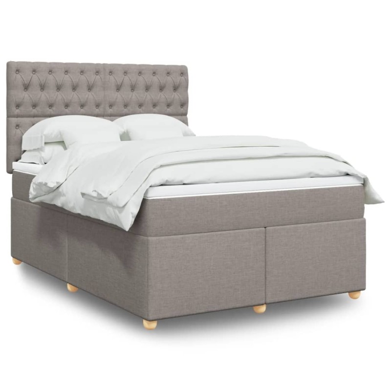 vidaXL Boxspringbett mit Matratze Taupe 140x190 cm Stoff vidaXL Boxspringbett mit Matratze Taupe 140x190 cm Stoff
