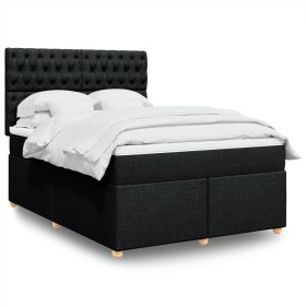 vidaXL Boxspringbett mit Matratze Schwarz 160x200 cm Stoff