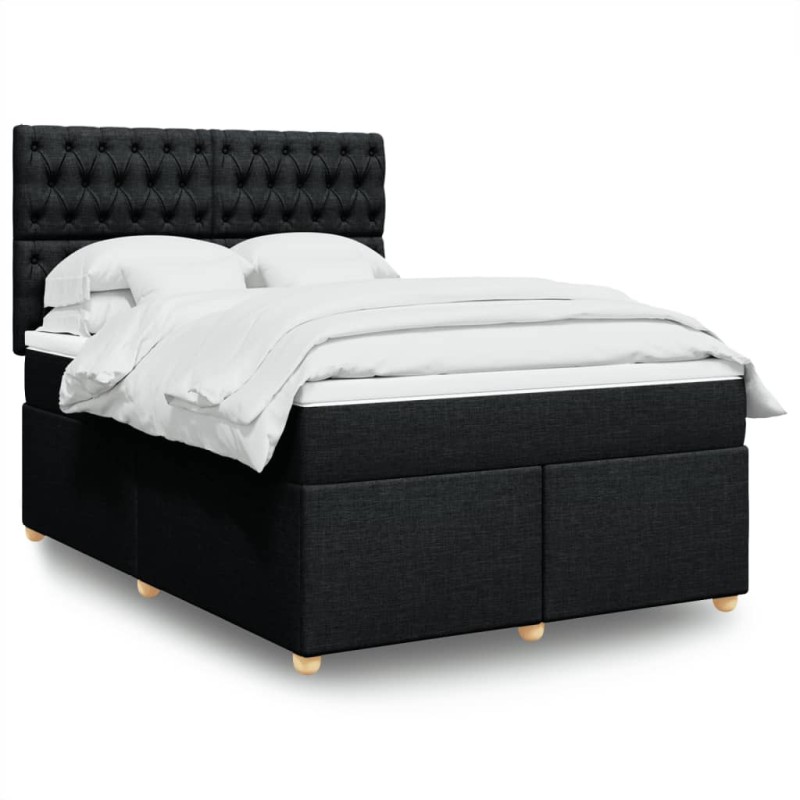 vidaXL Boxspringbett mit Matratze Schwarz 160x200 cm Stoff vidaXL Boxspringbett mit Matratze Schwarz 160x200 cm Stoff