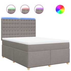 vidaXL Boxspringbett mit Matratze Taupe 160x200 cm Stoff