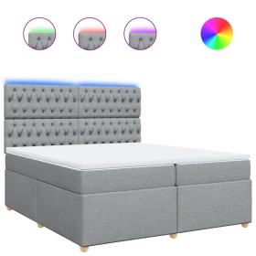 vidaXL Boxspringbett mit Matratze Hellgrau 200x200 cm Stoff