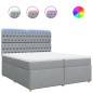 vidaXL Boxspringbett mit Matratze Hellgrau 200x200 cm Stoff vidaXL Boxspringbett mit Matratze Hellgrau 200x200 cm Stoff