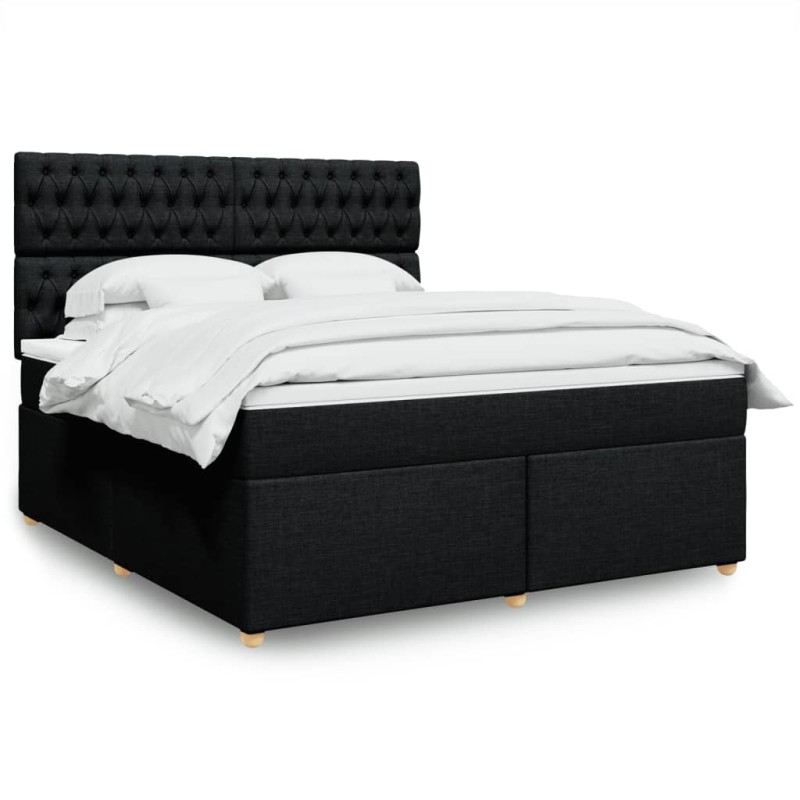 vidaXL Boxspringbett mit Matratze Schwarz 180x200 cm Stoff vidaXL Boxspringbett mit Matratze Schwarz 180x200 cm Stoff