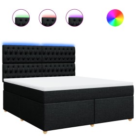 vidaXL Boxspringbett mit Matratze Schwarz 180x200 cm Stoff