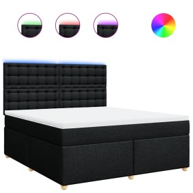 vidaXL Boxspringbett mit Matratze Schwarz 180x200 cm Stoff