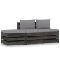3-tlg. Garten-Lounge-Set mit Kissen Grau Imprägniertes Holz 3-tlg. Garten-Lounge-Set mit Kissen Grau Imprägniertes Holz