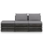 3-tlg. Garten-Lounge-Set mit Kissen Grau Imprägniertes Holz 3-tlg. Garten-Lounge-Set mit Kissen Grau Imprägniertes Holz