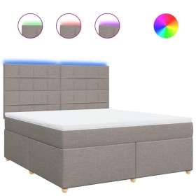 vidaXL Boxspringbett mit Matratze Taupe 180x200 cm Stoff