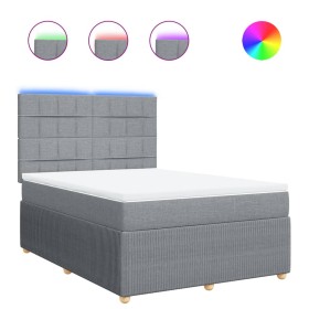 vidaXL Boxspringbett mit Matratze Hellgrau 160x200 cm Stoff
