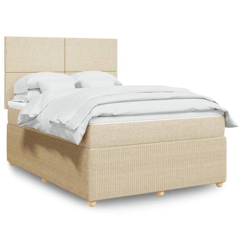 vidaXL Boxspringbett mit Matratze Creme 160x200 cm Stoff vidaXL Boxspringbett mit Matratze Creme 160x200 cm Stoff