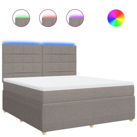 vidaXL Boxspringbett mit Matratze Taupe 180x200 cm Stoff