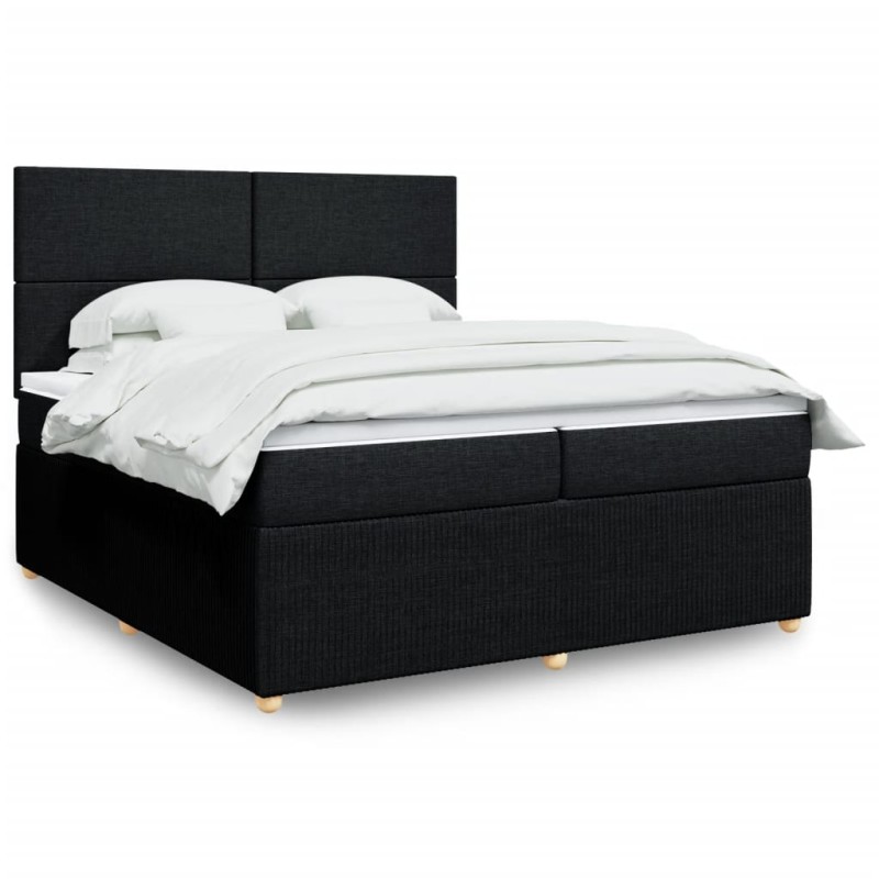 vidaXL Boxspringbett mit Matratze Schwarz 200x200 cm Stoff vidaXL Boxspringbett mit Matratze Schwarz 200x200 cm Stoff