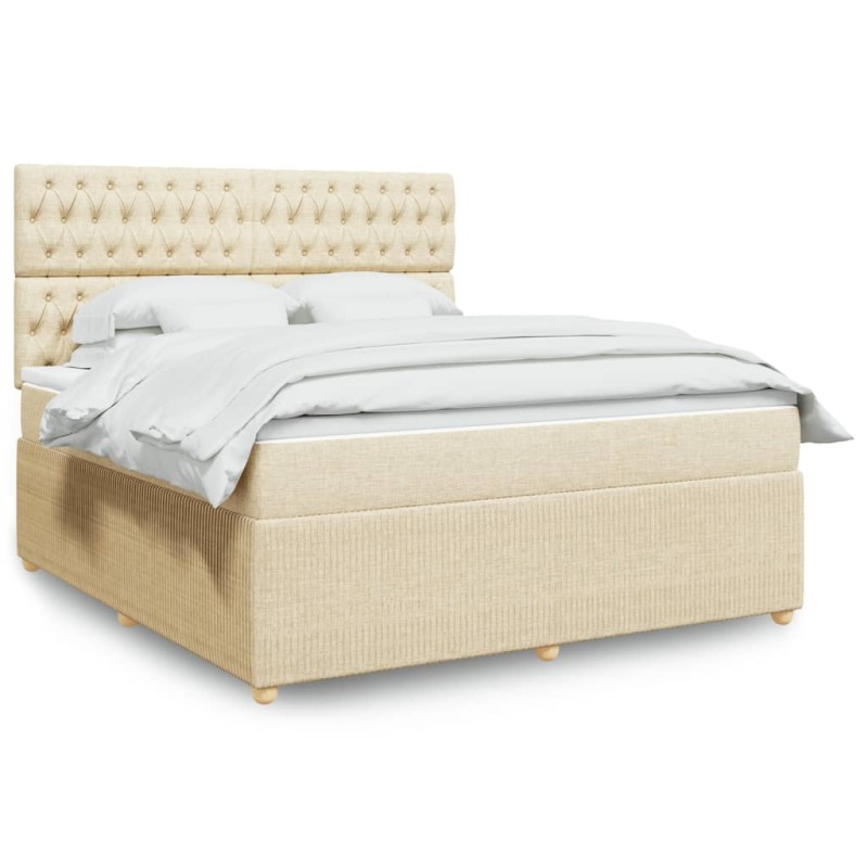 vidaXL Boxspringbett mit Matratze Creme 180x200 cm Stoff vidaXL Boxspringbett mit Matratze Creme 180x200 cm Stoff