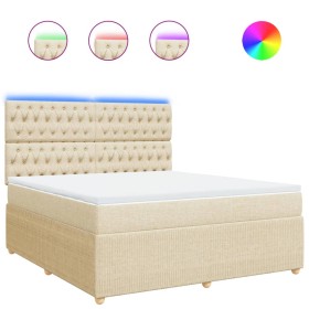 vidaXL Boxspringbett mit Matratze Creme 180x200 cm Stoff