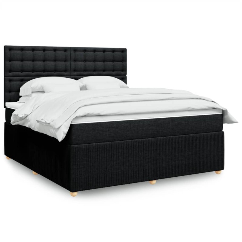 vidaXL Boxspringbett mit Matratze Schwarz 180x200 cm Stoff vidaXL Boxspringbett mit Matratze Schwarz 180x200 cm Stoff