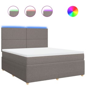 vidaXL Boxspringbett mit Matratze Taupe 180x200 cm Stoff