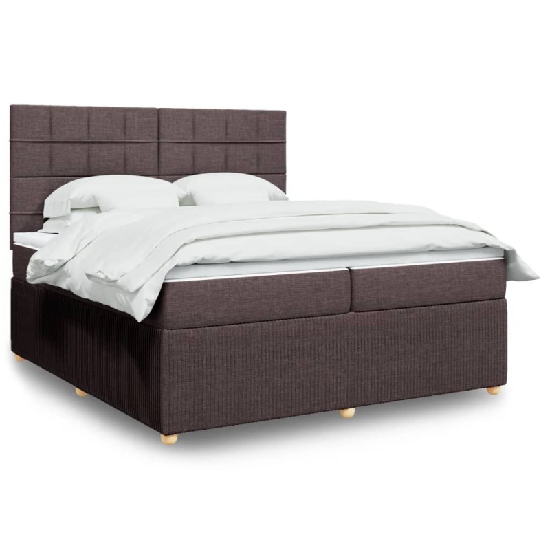 vidaXL Boxspringbett mit Matratze Dunkelbraun 200x200 cm Stoff vidaXL Boxspringbett mit Matratze Dunkelbraun 200x200 cm Stoff