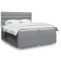 vidaXL Boxspringbett mit Matratze Hellgrau 200x200 cm Stoff vidaXL Boxspringbett mit Matratze Hellgrau 200x200 cm Stoff