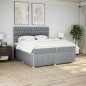 vidaXL Boxspringbett mit Matratze Hellgrau 200x200 cm Stoff vidaXL Boxspringbett mit Matratze Hellgrau 200x200 cm Stoff