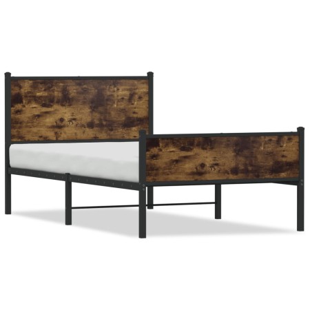 vidaXL Metallbett ohne Matratze Räuchereiche 107x203 cm