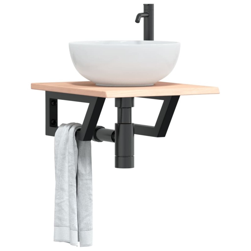 vidaXL Waschtischplatte mit Halterung Stahl und Massivholz Eiche vidaXL Waschtischplatte mit Halterung Stahl und Massivholz Eiche