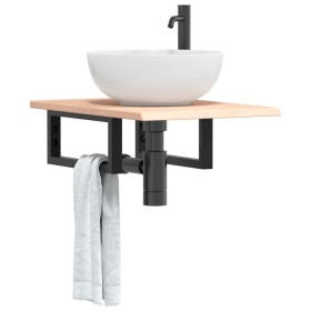 vidaXL Waschtischplatte mit Halterung Stahl und Massivholz Eiche