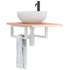 vidaXL Waschtischplatte mit Halterung Stahl und Massivholz Eiche