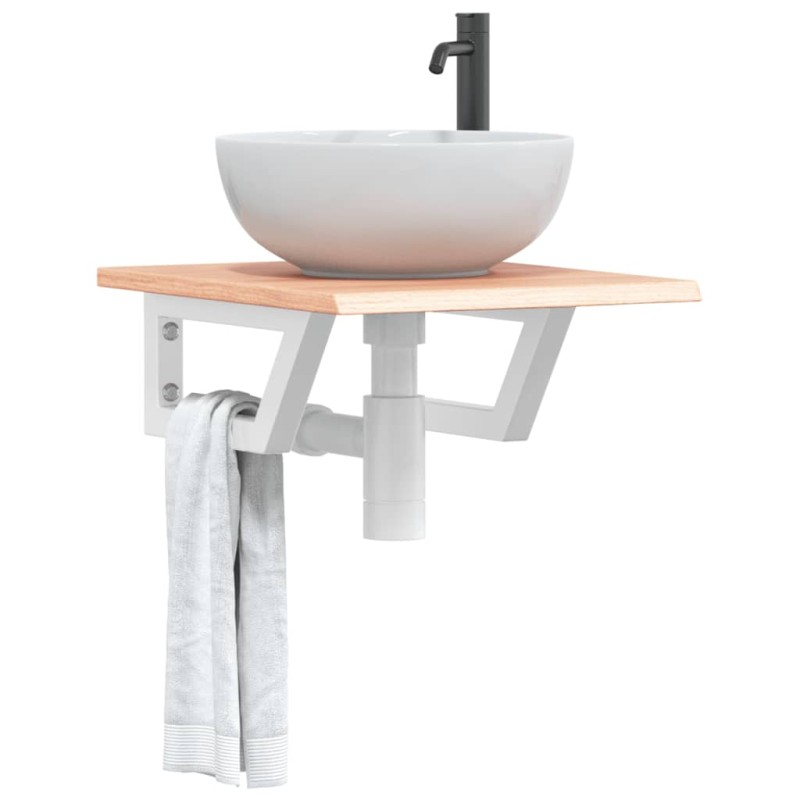vidaXL Waschtischplatte mit Halterung Stahl und Massivholz Eiche vidaXL Waschtischplatte mit Halterung Stahl und Massivholz Eiche